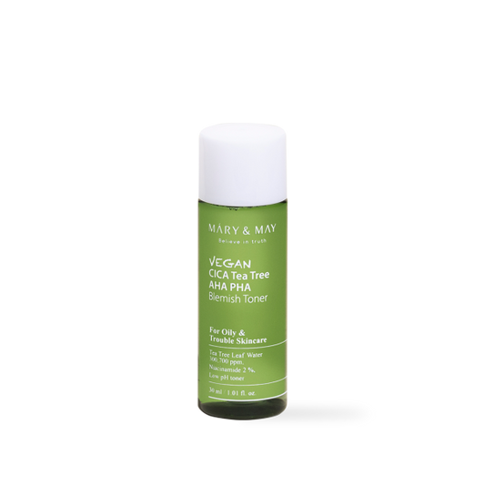 [Mary&May] Vegan CICA Tea Tree AHA PHA Blemish Toner - 30ml [Miniature]