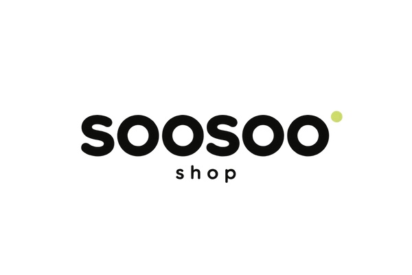 Proposta di logo soosoo con shop più piccolo e accento lime su sfondo trasparente